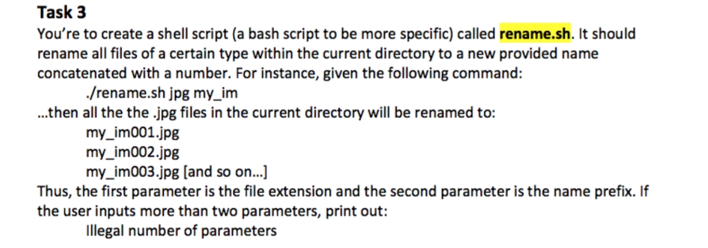  Task 3 You're to create a shell script (a bash script