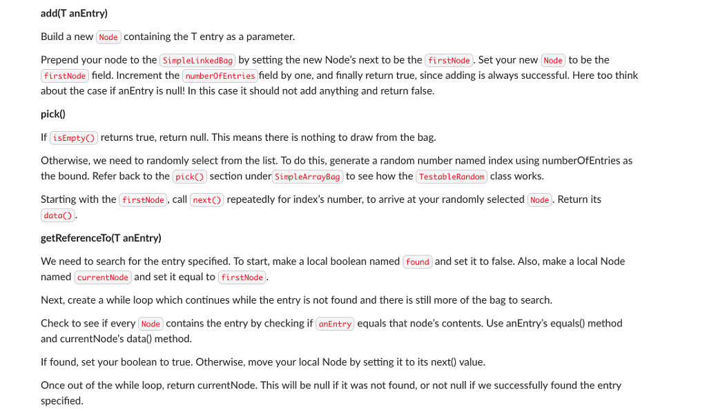  Need help to wrtie java code for these steps add(T anEntry)