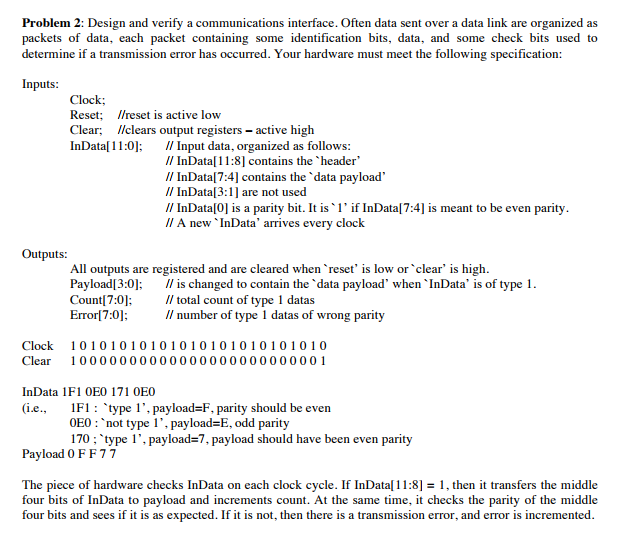  Design and verify a communications interface. Often data sent over a