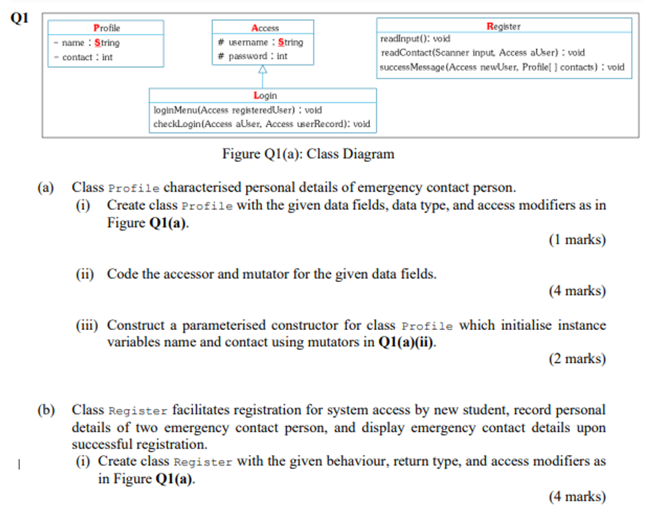  Q1 Profile - name : String - contact : int Access