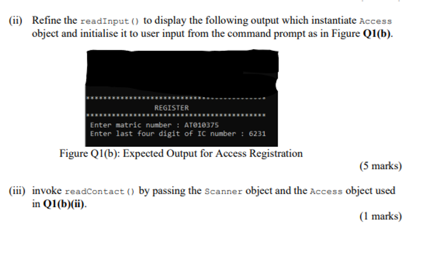 # username : String # password: int Register readinput(): void read Contact(Scanner