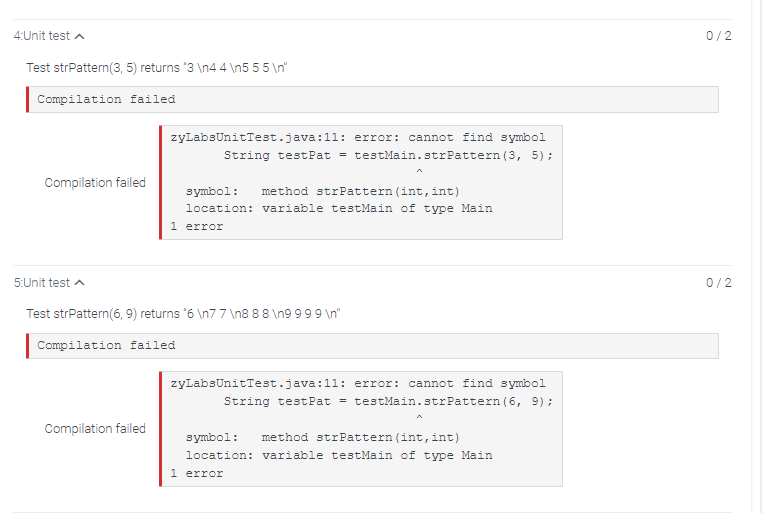 returning a Pattern based in 2 numbers (Nested Loops, Methods, return value)