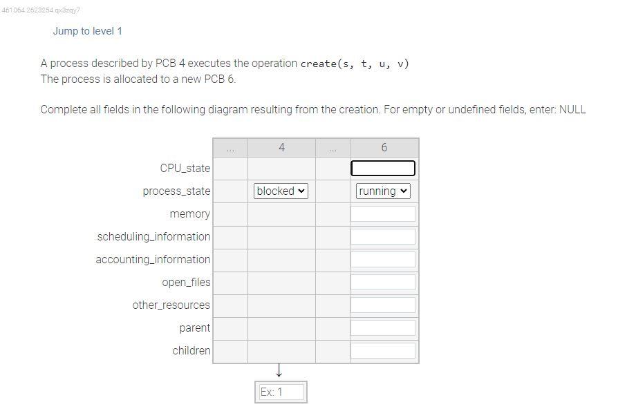 Jump to level 1 A process described by PCB 4 executes