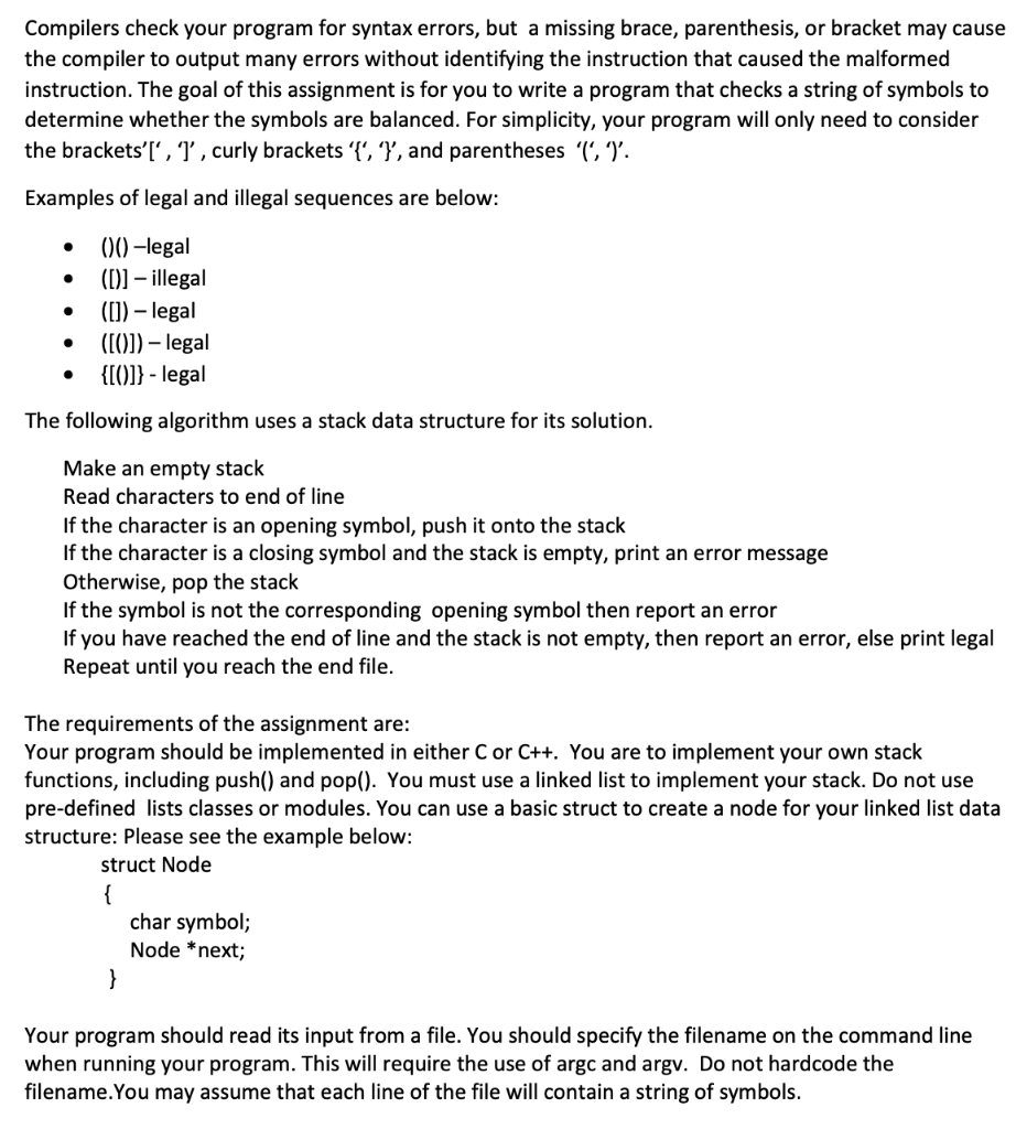  answer in c++ please Compilers check your program for syntax errors,