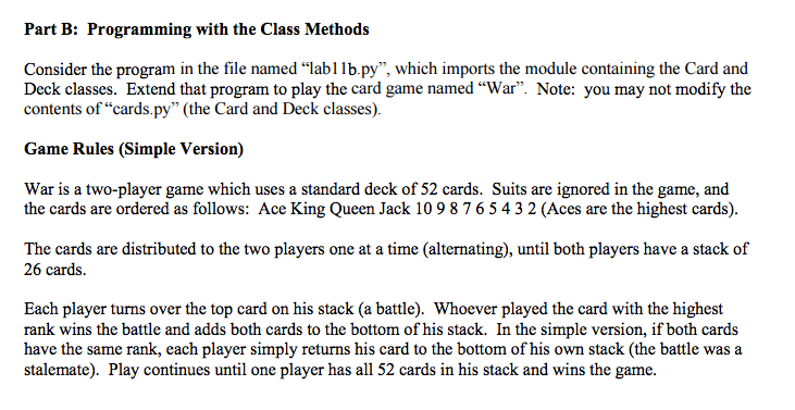  http://www.cse.msu.edu/~cse231/Online/Labs/Lab11/lab11b.py ======> lab11b.py Part B: Programming with the Class Methods Consider