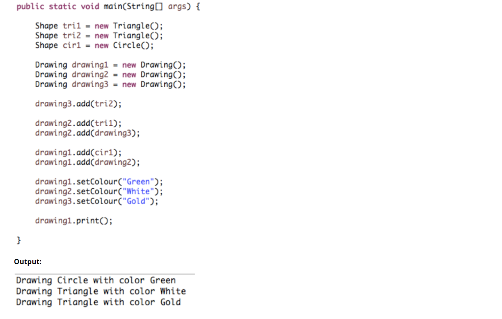 a) Using the Composite design pattern as your guide, write the remaining