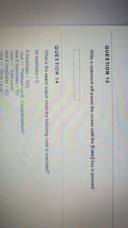 write a statement will pause a screen until [Enter] key is pressed