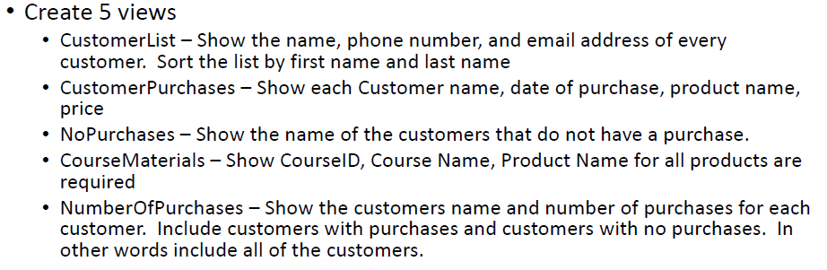  [Create 5 views in mySql] 