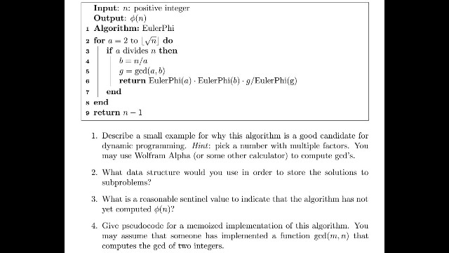 Algorithms Input: n: positive integer Output: phi(n) Algorithm: EulerPhi for a