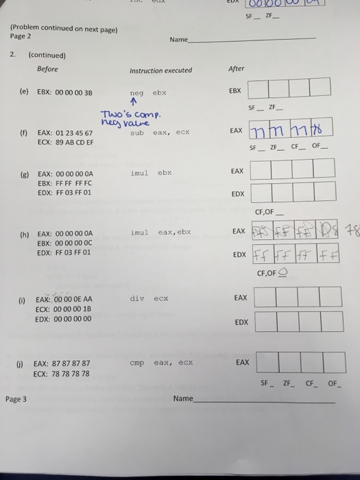  Needing help e-j SF ZF (Problem continued on next page) Page