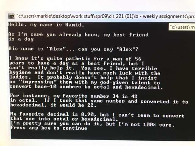Overview In this assignment, the student will use primitive variable contents in