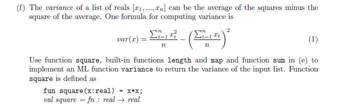 How to implement the function of variance by using sml? The variance