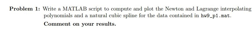 do lagrange interpolating polynomial and natrual cubic spline. cannot use built