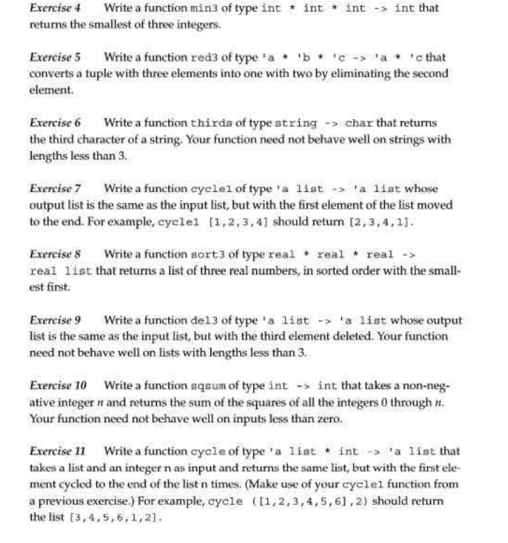 Machine language excersises 4-13 Exercise 4 Write a function min3 of type
