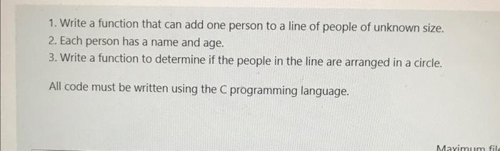  1. Write a function that can add one person to a