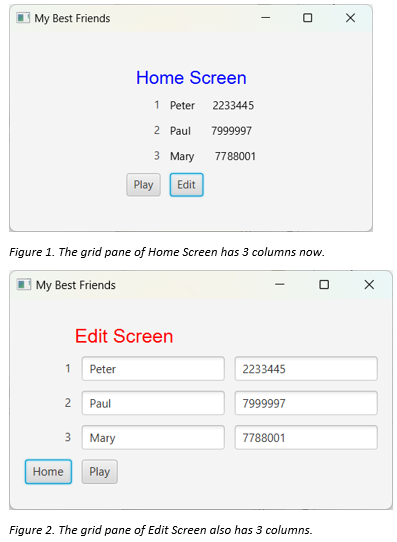 A sample program Q3Skeleton.java to keep track of 3 best friends as