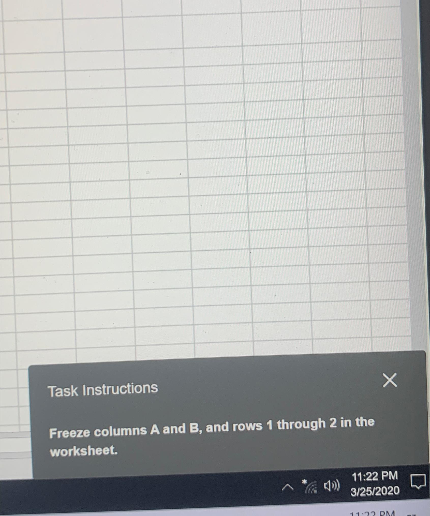  Task Instructions Freeze columns A and B, and rows 1 through