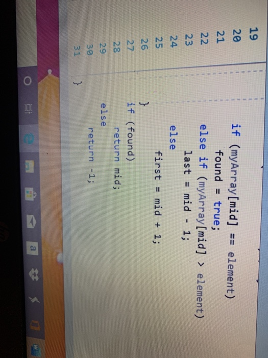 second my array mid ==element 4 answer the third myArray mid> element