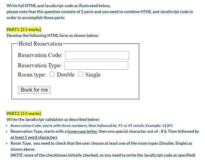  Write full HTML and JavaScript code as illustrated below, please note