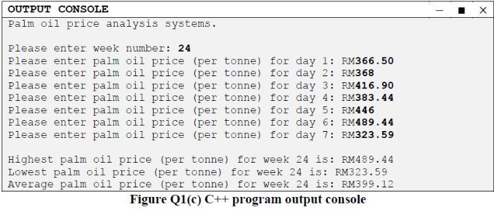 Write the complete program to produce output as shown in Figure Q1(c)