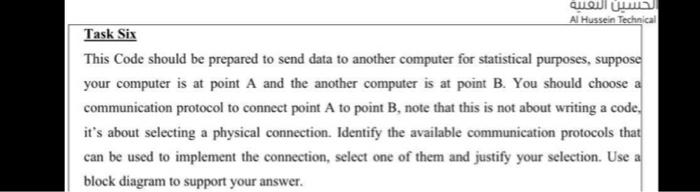 writing not code ,, please answer Al Hussein Technical Task Six This