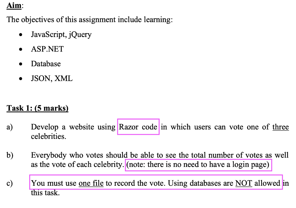  Aim: The objectives of this assignment include learning: JavaScript, jQuery ASP.NET