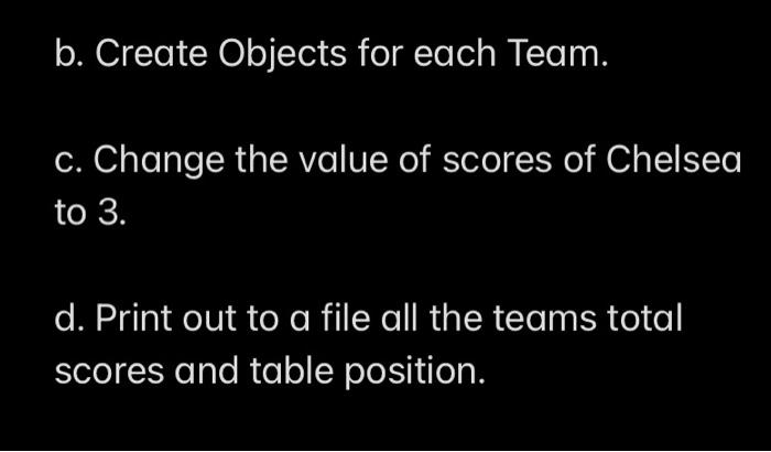 Profile with the following private attributes: a. Team Name b. Match points