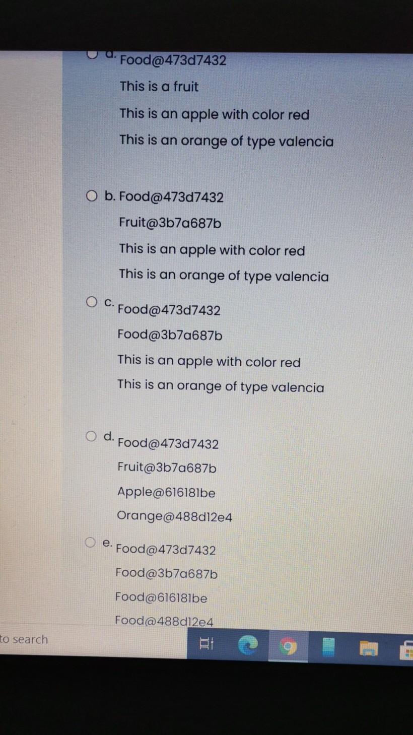following program print to the console, giver at the addresses (in hexadecimal)