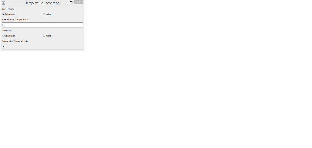 Create a GUI Class with the following functionality. Please note placements of