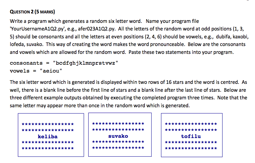 Would like the code for this! Thanks :) QUESTION 2 (5