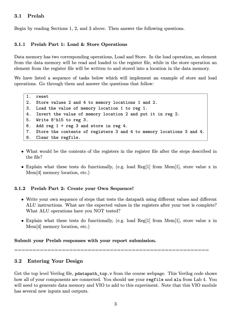 3.1 Prelab Begin by reading Sections 1, 2, and 3 above.