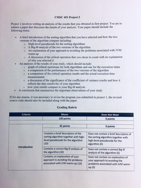 need to work the Algorithm using my curent grades CMSC 451 Project