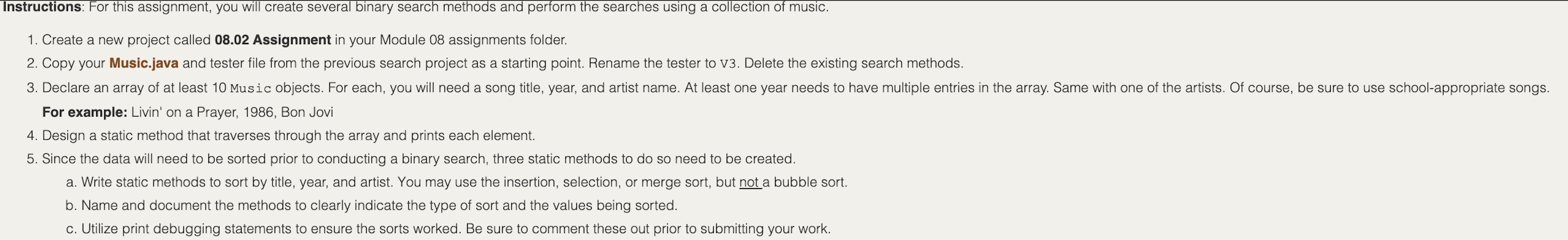 This is all written in Java. Follow all the instructions and make
