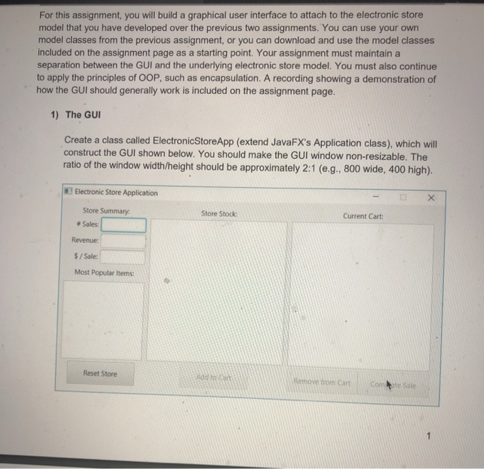  Electronic Store App GUI, Base Code Provided below via Images along