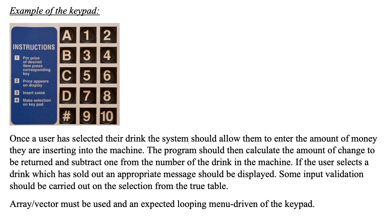 a choice of your favorite beverages. Then allow the user to choose
