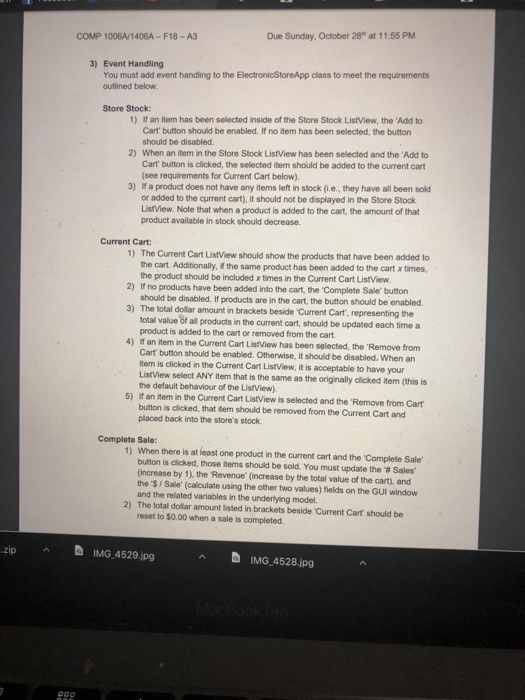 build a graphical user interface to attach to the electronic store model
