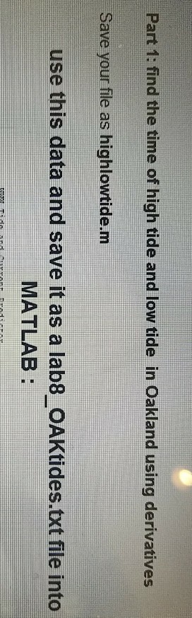 MATLAB using this data,save it as a lab 8_OAKtides. txt file follow