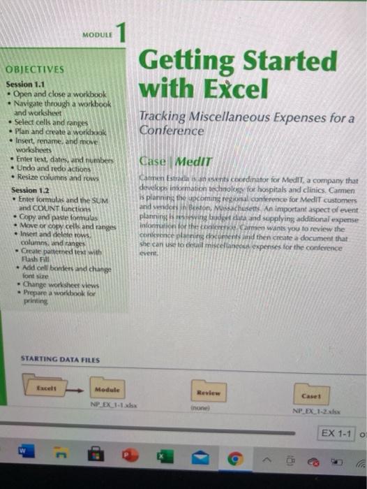  MODULE 1 Getting Started with Excel Tracking Miscellaneous Expenses for a