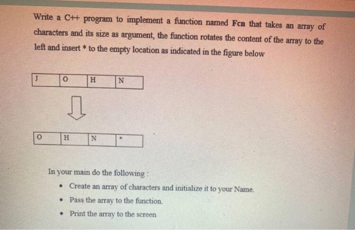  Write a CH program to implement a function named Fon that