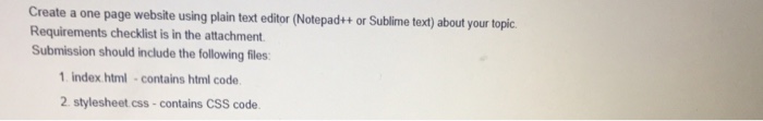  Create a one page website using plain text editor (Notepad+ or