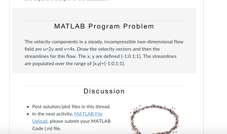 MATLAB Program Problem The velocity components in a steady, incompressible two-dimensional