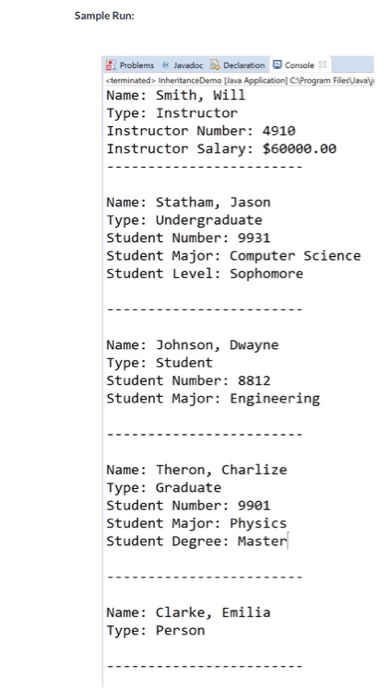 conplete in Java prigramming: Suppose we are designing a college record-keeping program