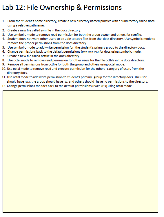VDI environment. I only need commands for each step. For Lab 11,