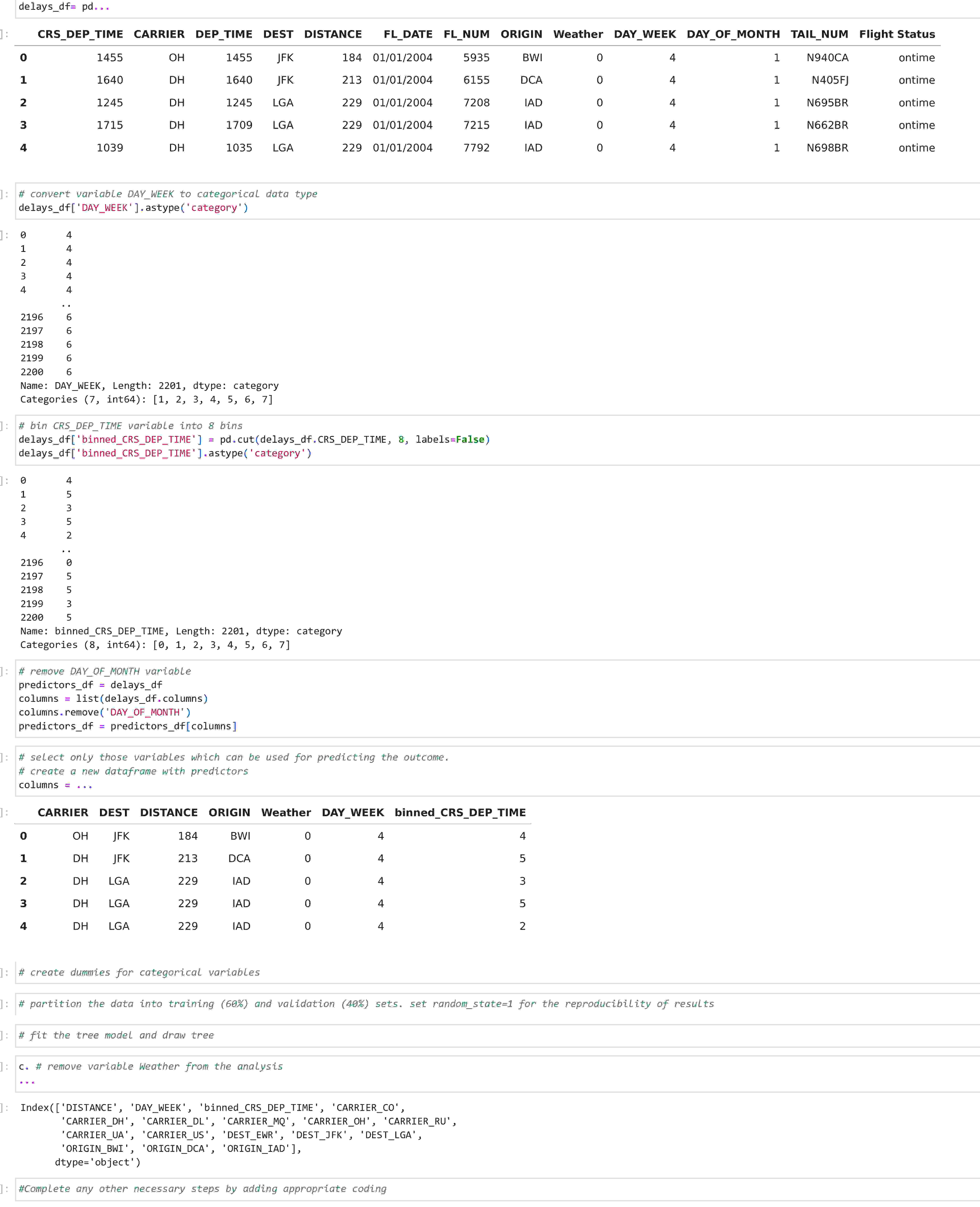  Using python solve the solve the following:Predicting Delayed Flights. The file