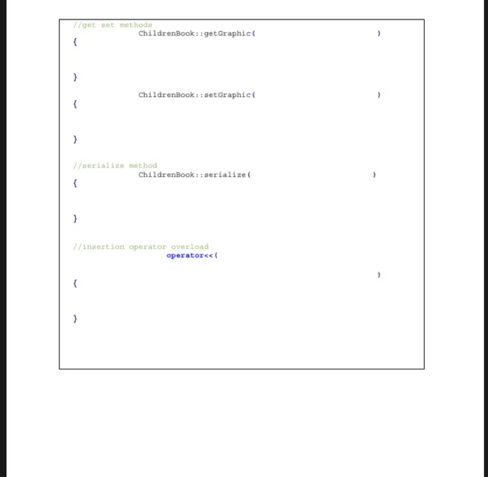 Classes (description-only shown here): elass publie //Cover() default con?tructor. ?.t..bar te f.1..