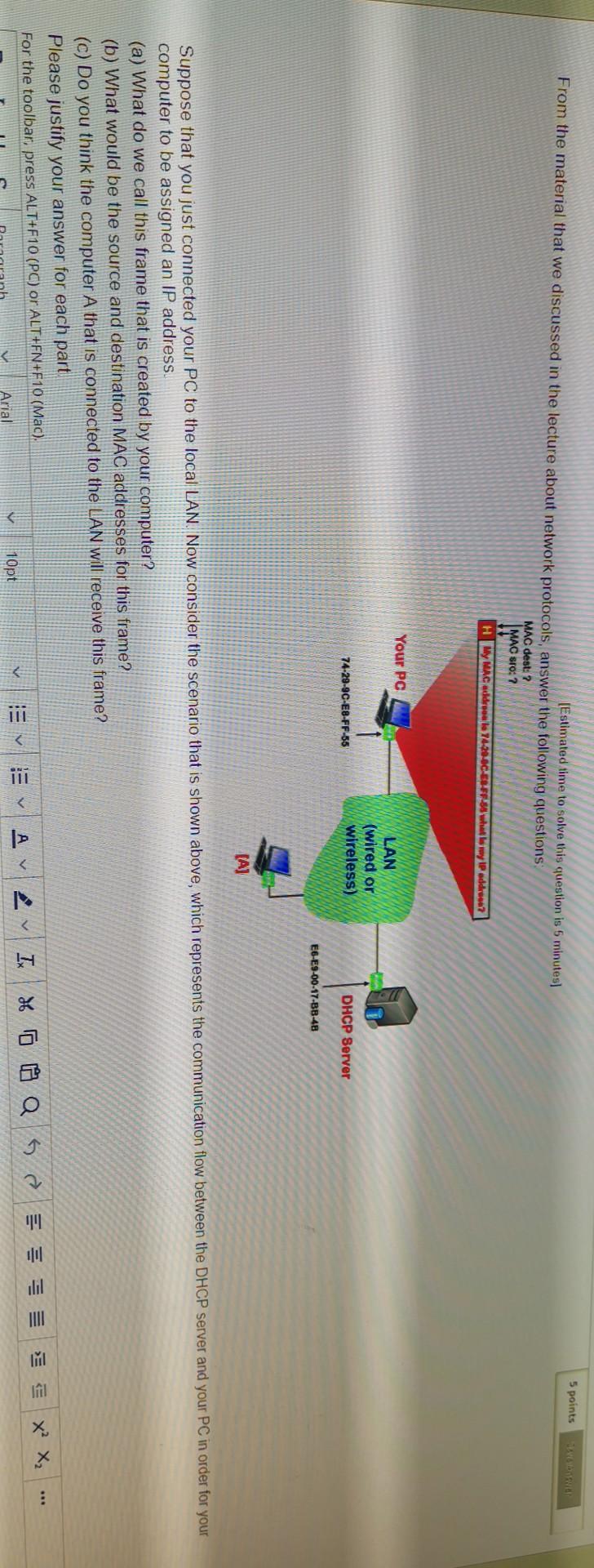 computer networking 5 points 5 [Estimated time to solve this question is