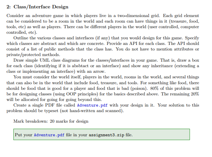 can i get help with this java question please 2: Class/Interface