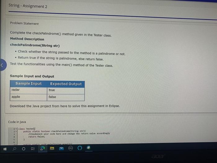 the Tester class. Method Description moveSpecialCharacters(String str) Move all the special characters