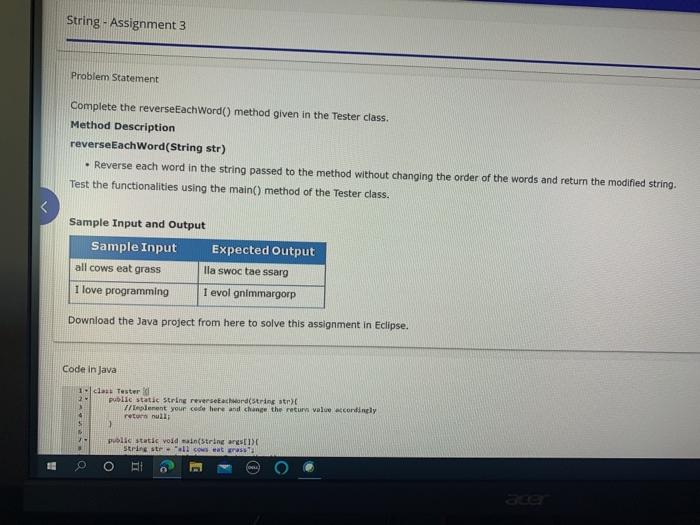present in the string passed to the method to the end of