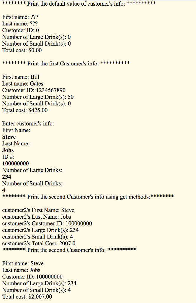 class Customer (there is no main method in this class). A Customer